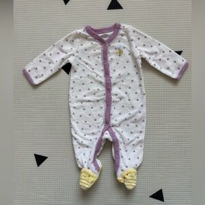 Carters|FREE w kids purchase,Baby girl Polka Dot footies w bee print,3M•novelty